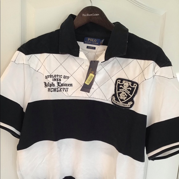 Ralph Lauren NEW Black/white polo with classic RL embellishments, Large, NWT - Picture 2 of 11